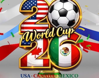 World Cup 2026 USA Canada Mexico Soccer PNG Design (Digital Download)