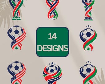 Pacote de arquivos SVG da Copa do Mundo de 2026 | Designs de futebol dos EUA, Canadá e México (Download digital)