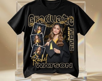 Graduate Arch Editable Canva Template Digital Download, Black and Gold Graduation 2026 Template, Customizable Class of 2026 Add Photo Invite