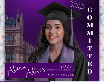 Senior 2026 College Decision Day Flyer, University Commitment Canva Template, Graduation Announcement Poster, Editable Senior Decision Day