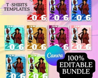 Class of 2026 Bootleg Rap Tee Templates, Graduation Shirt Canva Bundle, 10 Editable Streetwear Designs, Senior Merch PNG, Digital Download