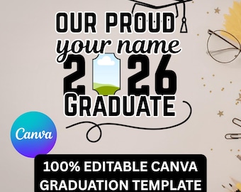 Proud Graduate 2026 SVG, Editable Canva Graduation Template, Custom Senior 2026 Shirt Design, Graduate Png, Senior Family SVG, DIY Download