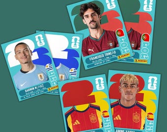 Modelo de adesivo para a Copa do Mundo do México 2026 | Adesivo editável para álbum de futebol no Canva | Cartão de futebol personalizado com foto | Download digital