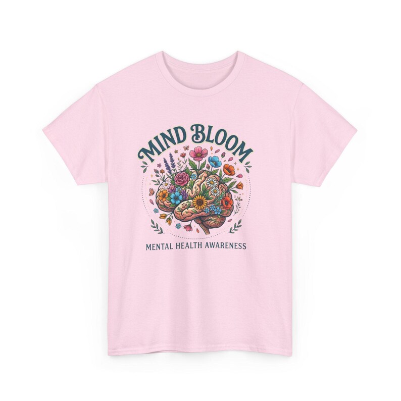 Mind Bloom Brain Floral Illustration Tee | Mental Health Awareness T ...