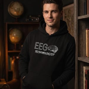 Sudadera con capucha estilo tecno con ondas cerebrales EEG / Sudadera retro con capucha y calavera de circuito