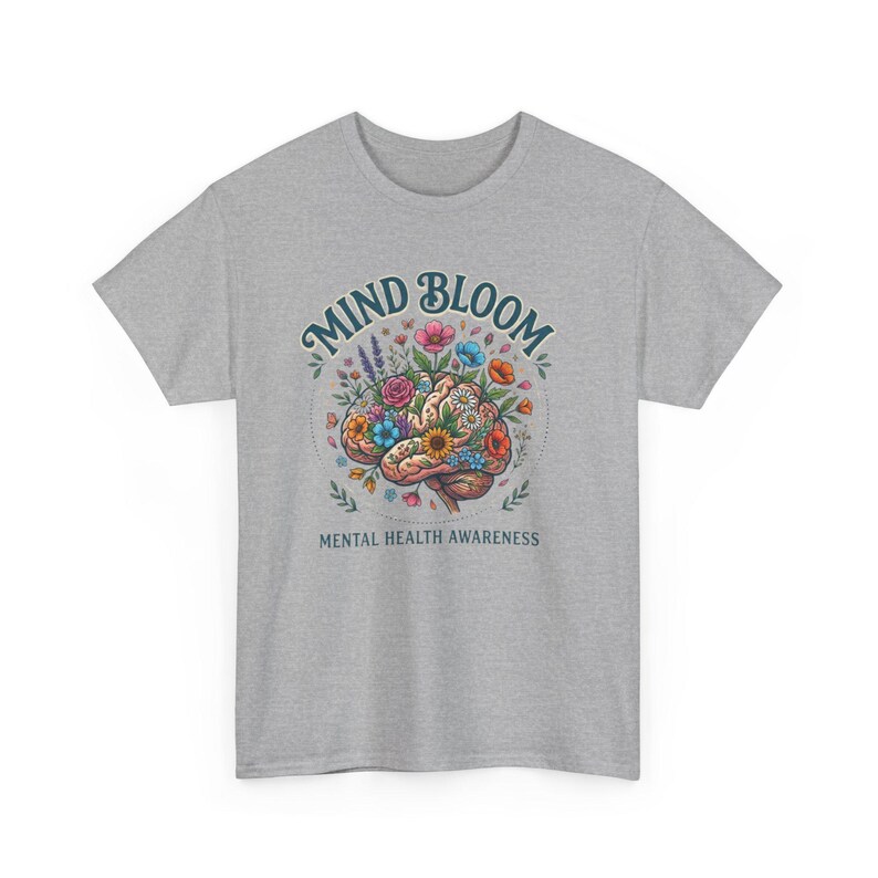 Mind Bloom Brain Floral Illustration Tee | Mental Health Awareness T ...