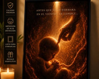 Christian Wall Art, Jeremiah 1:5 Bible Verse, God Knew You Before Birth, Spiritual Baby Womb Art, Faith Decor, Religious Gift