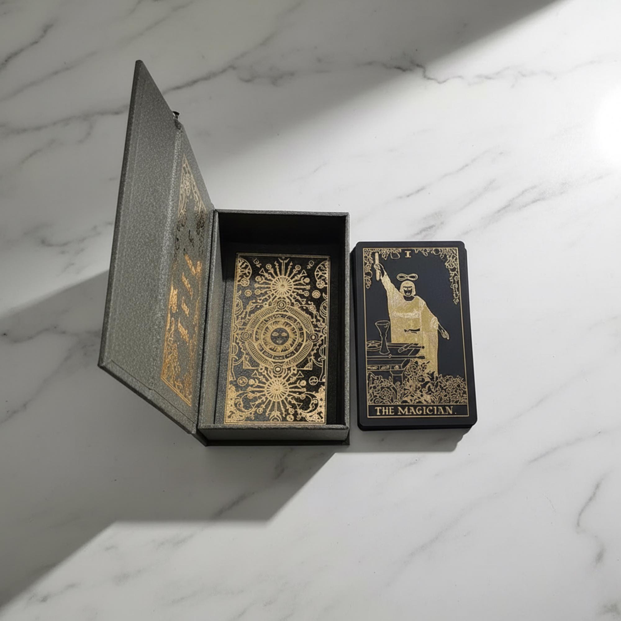 Black Gold Foil Rider Waite Tarot Deck With Guidebook – Waterproof PVC ...
