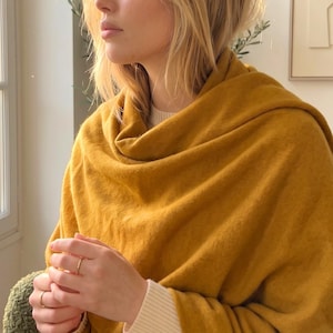 Kashmiri Fine Wool Shawl - Authentic Mustard Yellow Luxury Wrap for Travel & Spring