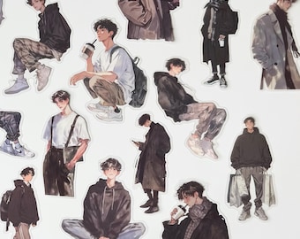 Manhwa Boy Fashion Aufkleber | Lifestyle Set (20 Teile)