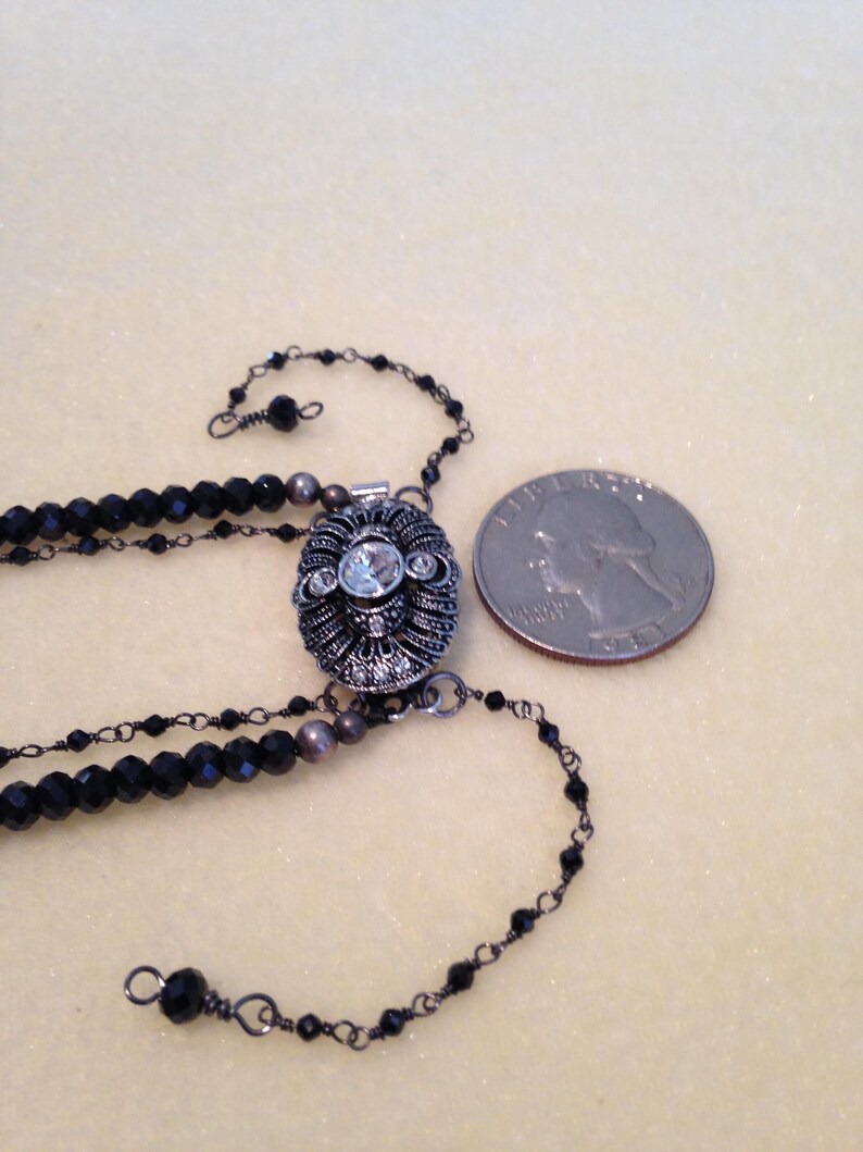 Long Black Tassel Necklace Black Spinel Necklece Spinel Tassel Necklace,