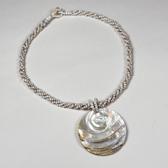 Handcrafted Statement Real Seashells Pendant Neck… - image 4