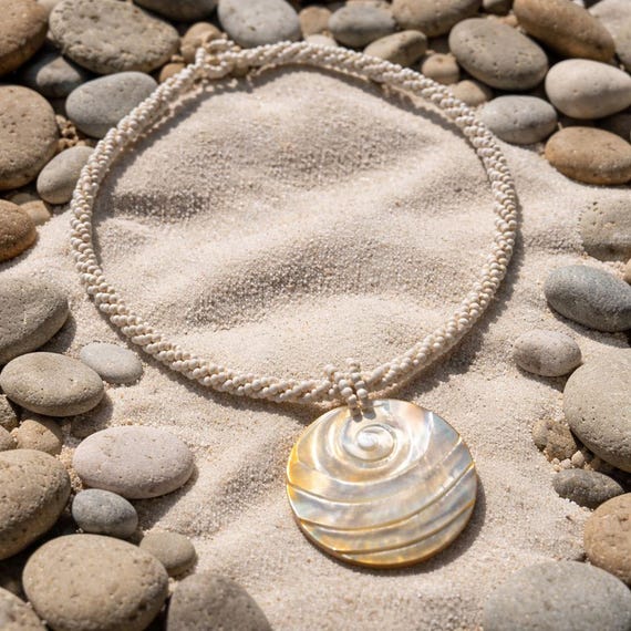 Handcrafted Statement Real Seashells Pendant Neck… - image 2