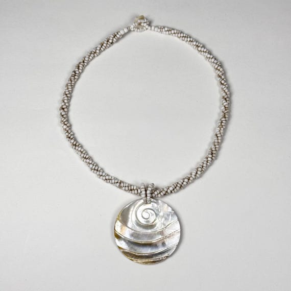 Handcrafted Statement Real Seashells Pendant Neck… - image 3