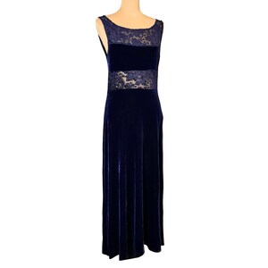 Vintage 90s BCBG Sleeveless Velvet Maxi Dress Size L Sheer Event Formal image 2