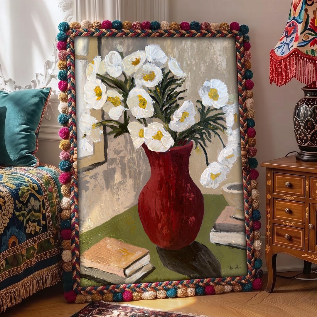 Floral Wall Art Print | Wildflower Bouquet in Vase No. 3, Fine Art ...