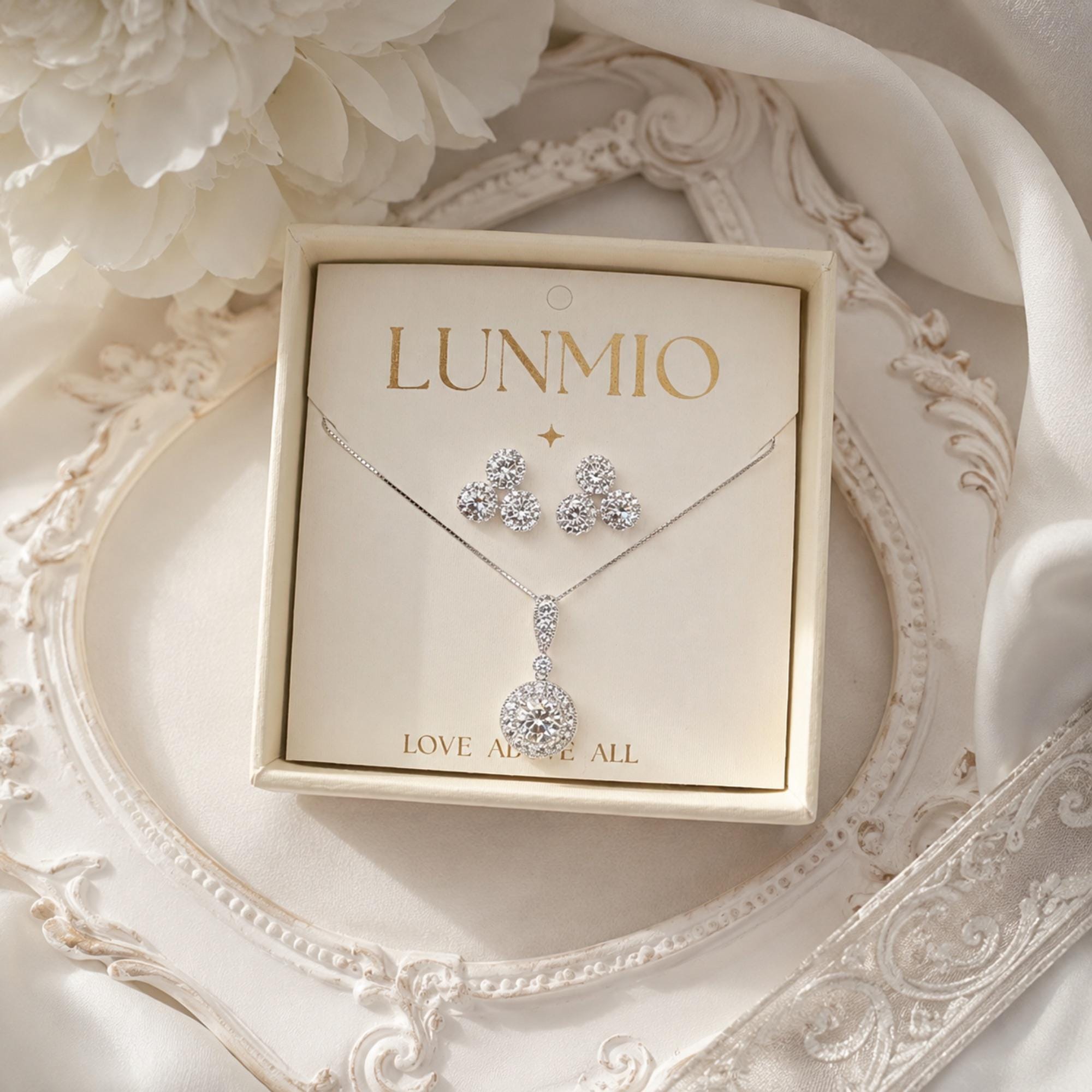 Moissanite Bridal Jewelry Set, 925 Sterling Silver Platinum Plated, Gra…