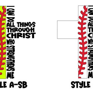 Softball or Baseball Philippians 4:13 Cross Vinyl Decal