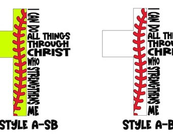 Softball or Baseball Philippians 4:13 Cross Vinyl Decal