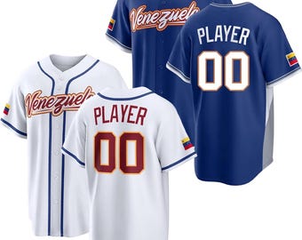 Camiseta de béisbol personalizada de Venezuela, camiseta de aficionado con nombre y número bordados personalizados, tallas para hombre y joven.