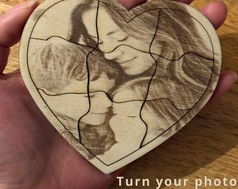 Gepersonaliseerd foto cadeau – houten puzzel hart – uniek cadeau voor koppels – custom photo gift – valentijn cadeau - Moederdag cadeau