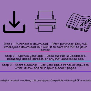 Retro Digital Planner PDF | 80s Vintage Aesthetic | Daily Weekly Monthly Meal Planner | iPad Digital Planner | Printable Planner Download image 4