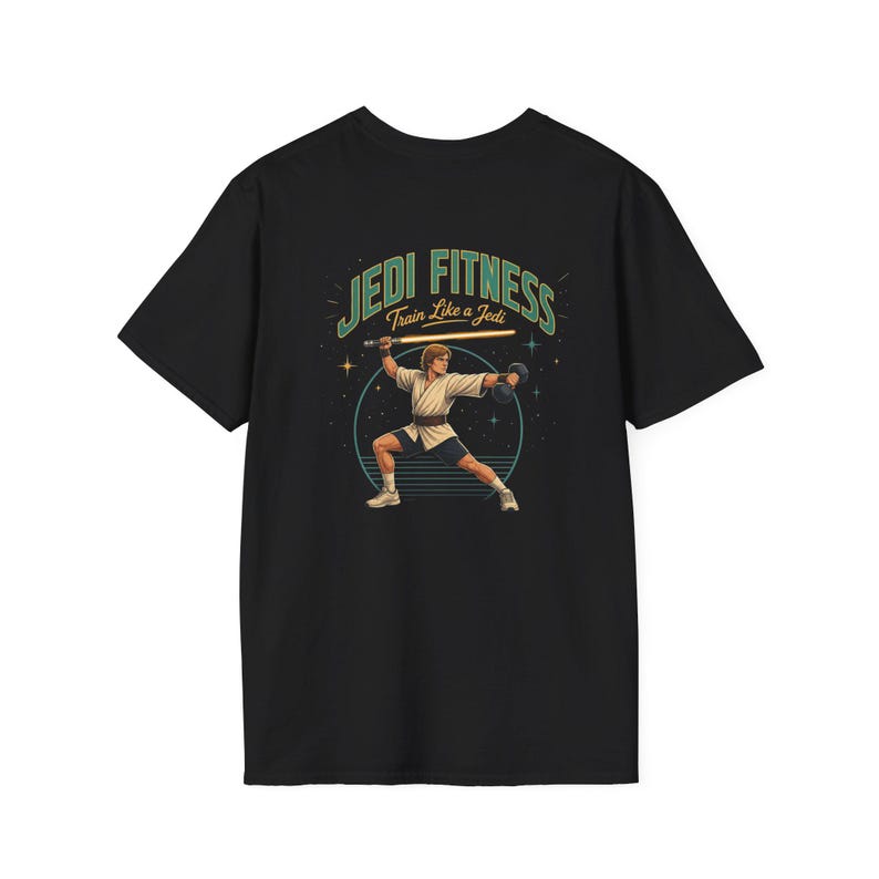 Vintage Lightsaber Training Jedi Fitness T-Shirt | Workout Tee image 5