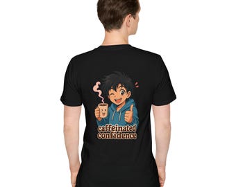 Caffeinated Confidence anime quote T-Shirt | Funny Coffee Tee