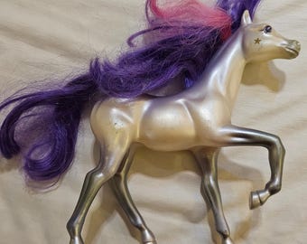 Vintage Kenner Horse Silver Pearl Purple Pink Hair Star '90s Nostalgia Collector