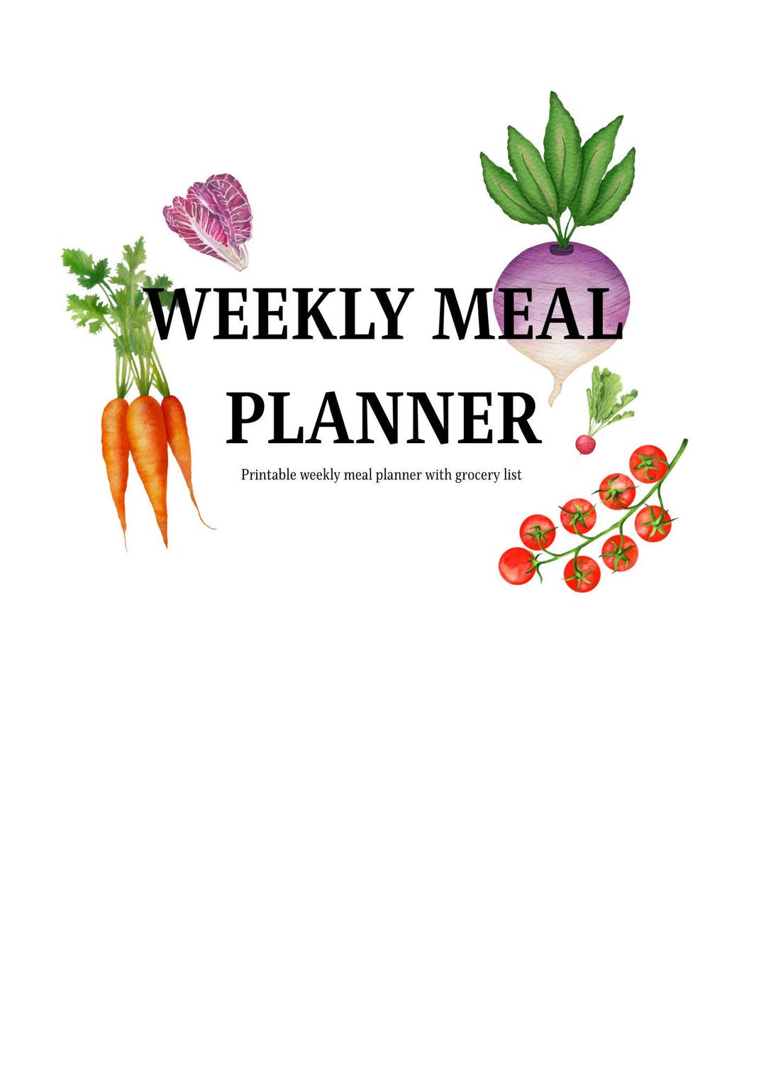 Minimalist Weekly Meal Planner Printable With Grocery List (instant ...