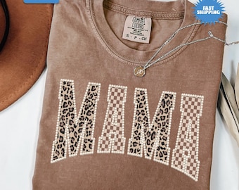 Comfort Colors® Faux Pearl Mama Shirt, Leopard Mama Tee, Mothers Day Gift, Cute Mom Shirt, Mama Tshirt, Oversized Shirt for Mama, Mama Gift