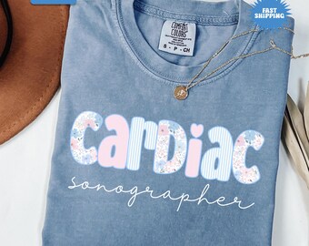 Comfort Colors® Cardiac Sonographer Shirt, Vascular Tech Gift For Her, Echocardiographer Shirt, Ultrasound Grad Shirt, Sonography Gift