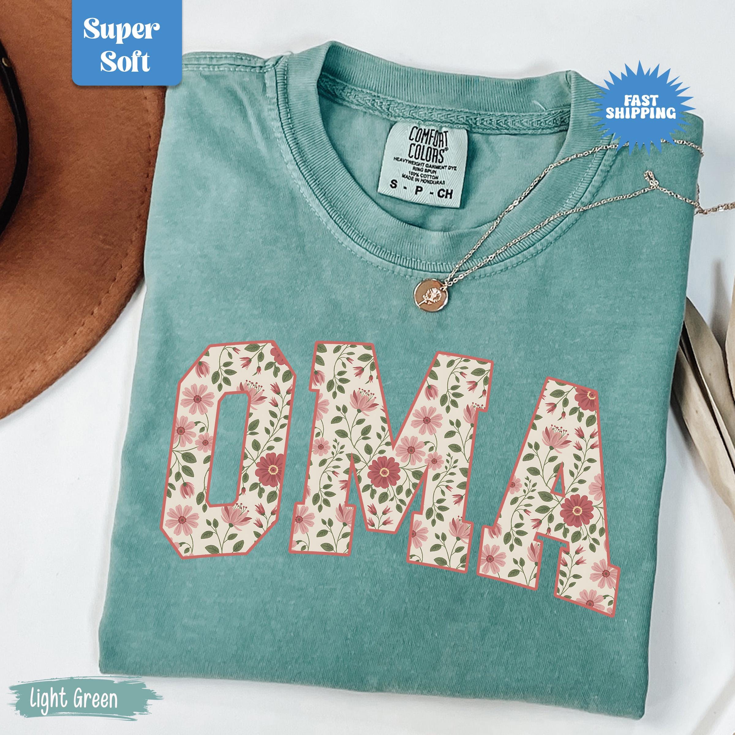 Comfort Colors Oma Shirt, Floral Oma Tshirt, Mother's Day Gift, Trendy Grandma T-shirt, New Grandma Gift, Pregnancy Reveal Gift for New Oma