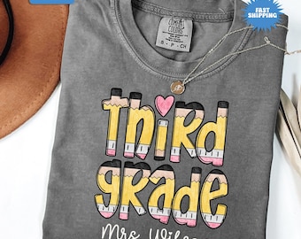 Personalized Last Name Teacher Shirt, Third Grade Teacher Shirt, Custom Teacher Name Tee, Custom Third Grade Teacher Shirt,Cute Teacher Gift
