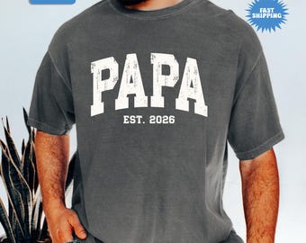 Personalized Comfort Colors® Papa Shirt, Fathers Day Shirt, Custom New Dad T-shirt, Custom Dada Est Shirt, Papa Shirt, Gift for Grandpa