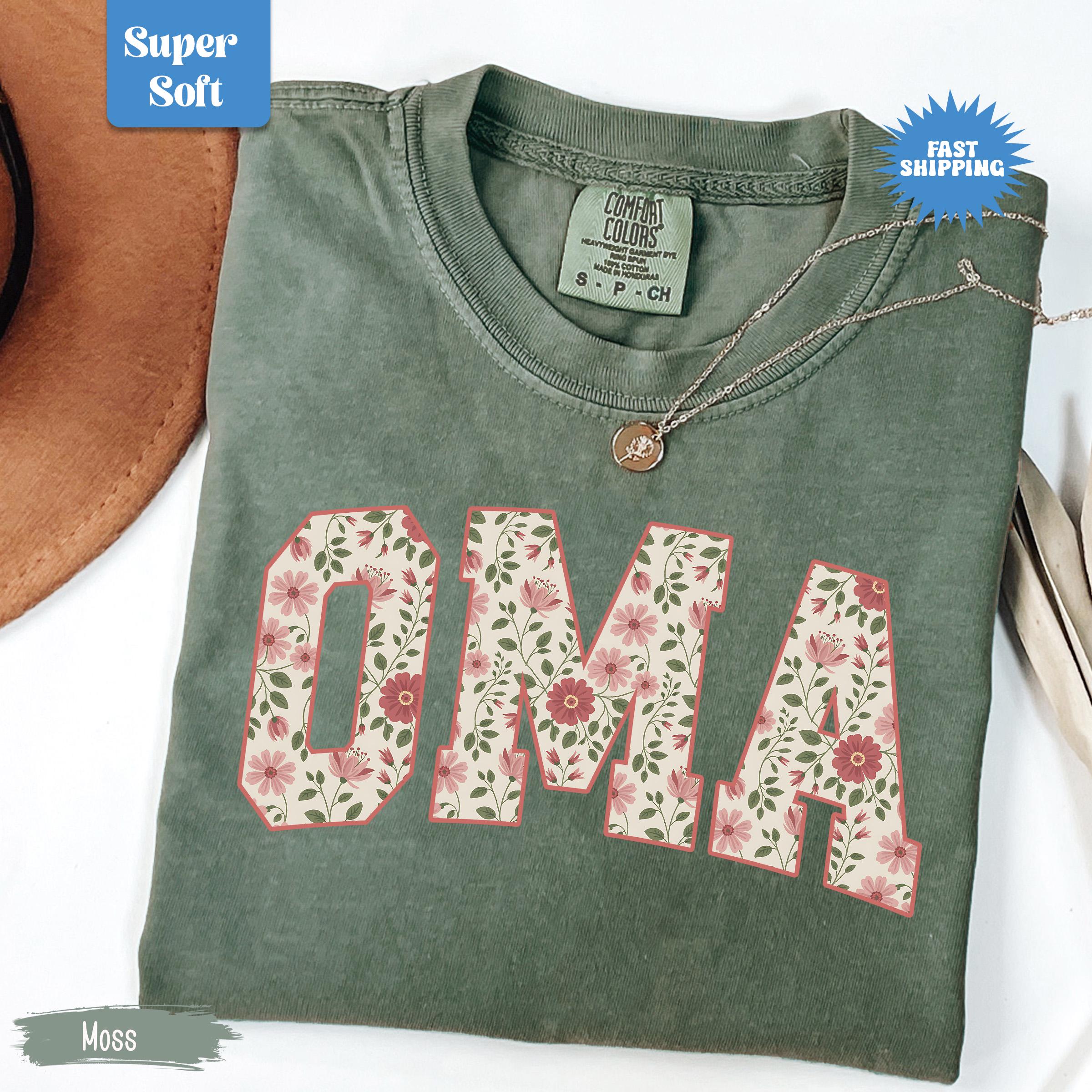 Comfort Colors Oma Shirt, Floral Oma Tshirt, Mother's Day Gift, Trendy Grandma T-shirt, New Grandma Gift, Pregnancy Reveal Gift for New Oma