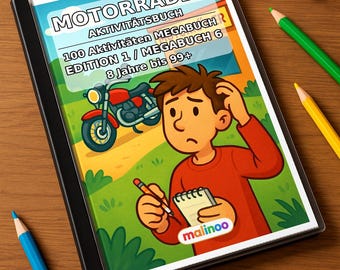 Knobelbuch Motorräder für Kinder ab 8 Jahren – gedruckt auf dickem 100g-Papier – ideal zum Verschenken – 100 Seiten (DIN-A4) E6