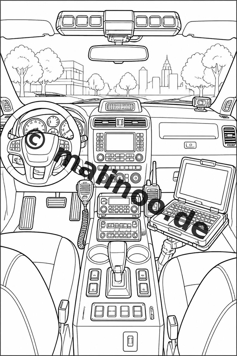 Police Coloring Book for Kids – 100 Coloring Pages – PDF Download E1/B4 (DIN-A4) – Gift, Activity, Advent Calendar, Birthday image 8