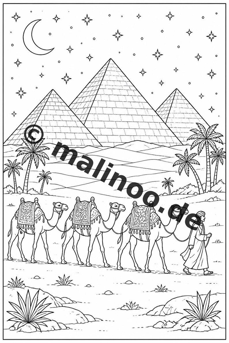 Livro de colorir do Egito em PDF para download digital – 100 páginas para colorir para crianças – MEGA LIVRO 03 Edição 1 (DIN-A4) imagem 6