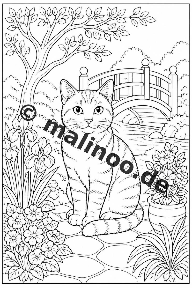 Cat Coloring Book for Kids – 50 Coloring Pages – PDF Download E1/B1 (DIN-A4) – Gift, Travel Activity, Birthday, Activity image 11