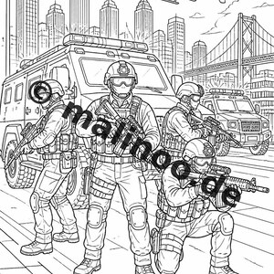 Police Coloring Book PDF Download Digital – 100 Coloring Pages for Children – MEGA BOOK 01 Edition 1 (DIN A4) image 20