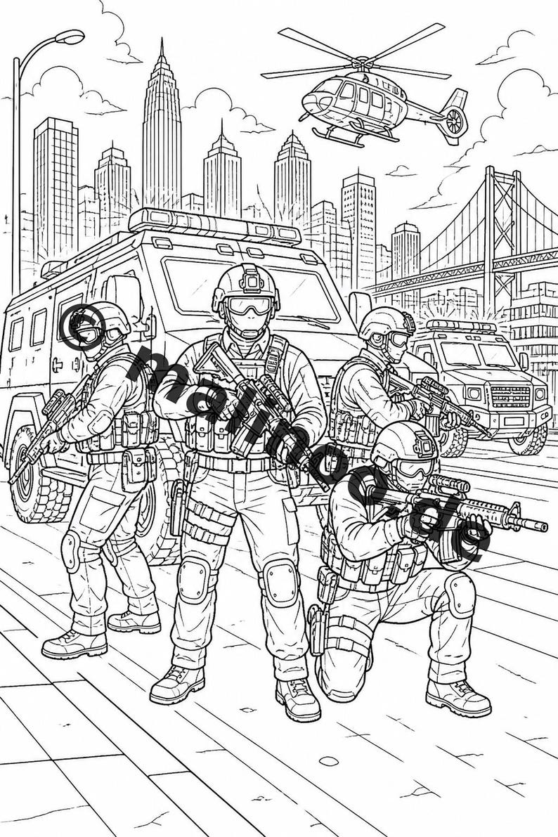 Police Coloring Book PDF Download Digital – 100 Coloring Pages for Children – MEGA BOOK 01 Edition 1 (DIN A4) image 20