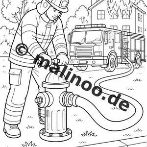 Firefighter Coloring Book PDF Download Digital – 100 Coloring Pages for Children – MEGA BOOK 03 Edition 1 (DIN A4) image 19