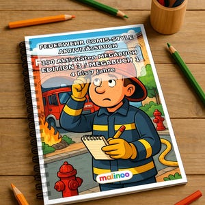 Feuerwehr Comis-Style Aktivitätsbuch gedruckt und gebunden – 100 Rätsel- und Aktivitätsseiten – MEGABUCH 01 – Einseitig bedruckt (DIN-A4)