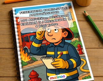 Feuerwehr Comis-Style Aktivitätsbuch gedruckt und gebunden – 100 Rätsel- und Aktivitätsseiten – MEGABUCH 01 – Einseitig bedruckt (DIN-A4)