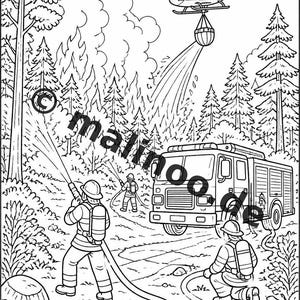 Feuerwehr Malbuch PDF Download digital – 50 Ausmalbilder für Kinder – Band 03 Edition 1 (DIN-A4) Bild 13