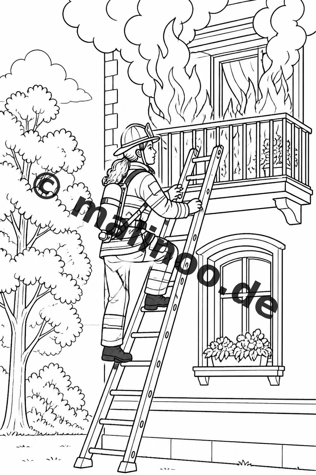 Firefighter Coloring Book PDF Download Digital – 50 Coloring Pages for Children – Volume 1 Edition 1 (DIN A4) image 7