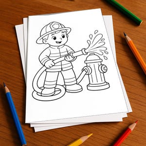 Feuerwehr Comic-Style Malbuch zum Ausmalen für Kinder – ruhige Beschäftigung für Regentage zu Hause – 50 Ausmalbilder (DIN-A4) E2/B1-2 afbeelding 3