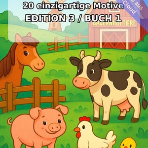 Livro de colorir Fazenda PDF para download digital – 20 páginas para colorir para crianças – Livro 01 Edição 1 (DIN-A4) imagem 2