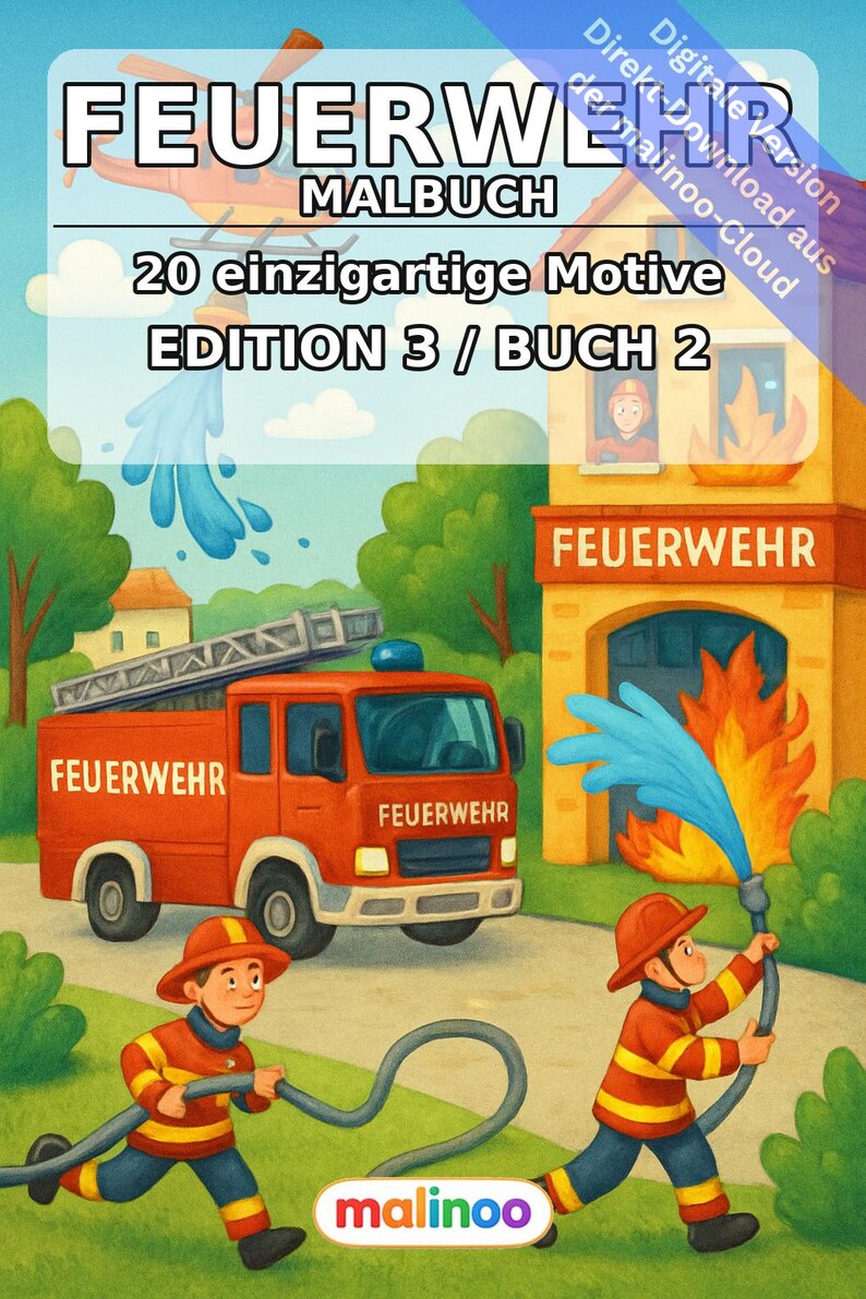 Fire Coloring Book for Kids – 20 Coloring Pages – PDF Download E1/B2 (DIN-A4) – Party Favor, Gift, Children's Birthday Party, Guest Gift image 2